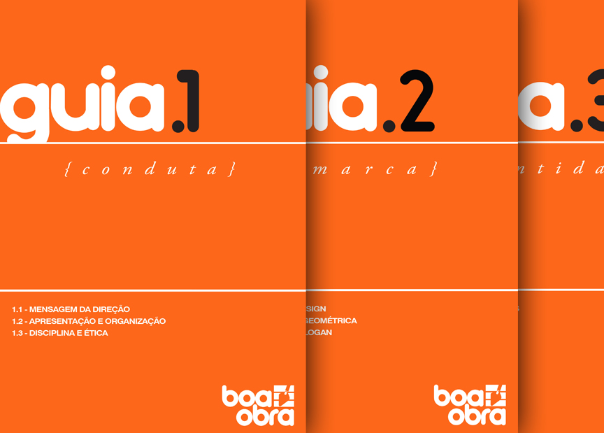 Volumes dos guias de marca e identidade visual da Boa Obra